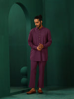 Thumbnail for trueBrowns Men's Purple Dobby Co-ord Set - Distacart