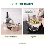 Thumbnail for The Indus Valley Tri-ply Stainless Steel Pressure Pan, Premium Quality, 3 Layer Thick Body, Heavy Bottom, 100% Food-safe, ISI Certified, Induction & Gas, 3.5/5L