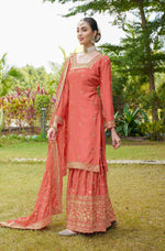 Thumbnail for Teeya Creation Orange Color Chinon Silk Heavy Embroidery Work Fully Stitched Salwar Suit - Distacart