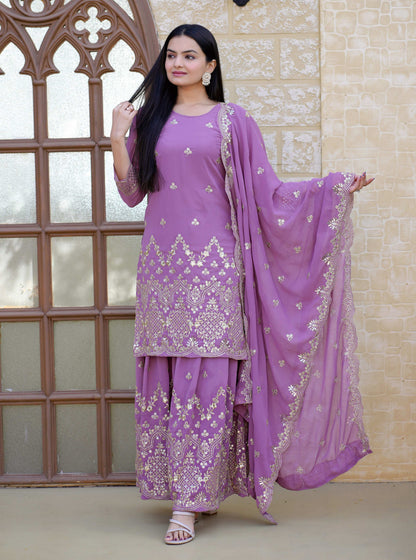 Yash Enterprise Elegent Georgette Embroidery Pink Readymade Salwar Suit - Distacart
