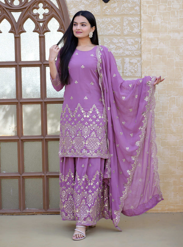 Yash Enterprise Elegent Georgette Embroidery Pink Readymade Salwar Suit