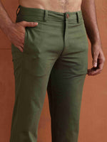 Thumbnail for trueBrowns Men's Olive Green Cotton Twill Pants