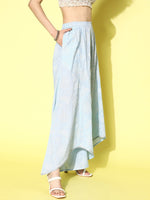 Thumbnail for Ahalyaa Women Off White & Blue Floral Printed Flared Ethnic Palazzos - Distacart