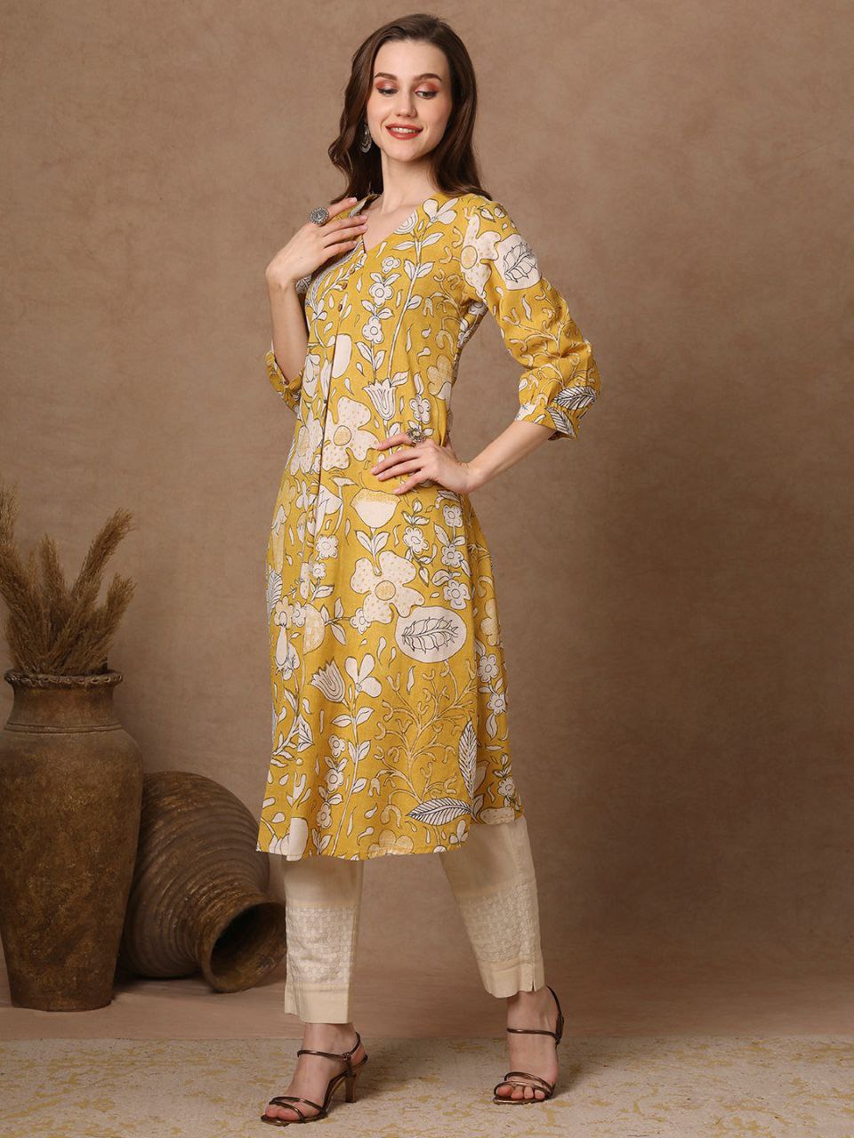 NOZ2TOZ Women's Stylish Rayon Knee Length Floral Printed Kurti - Distacart