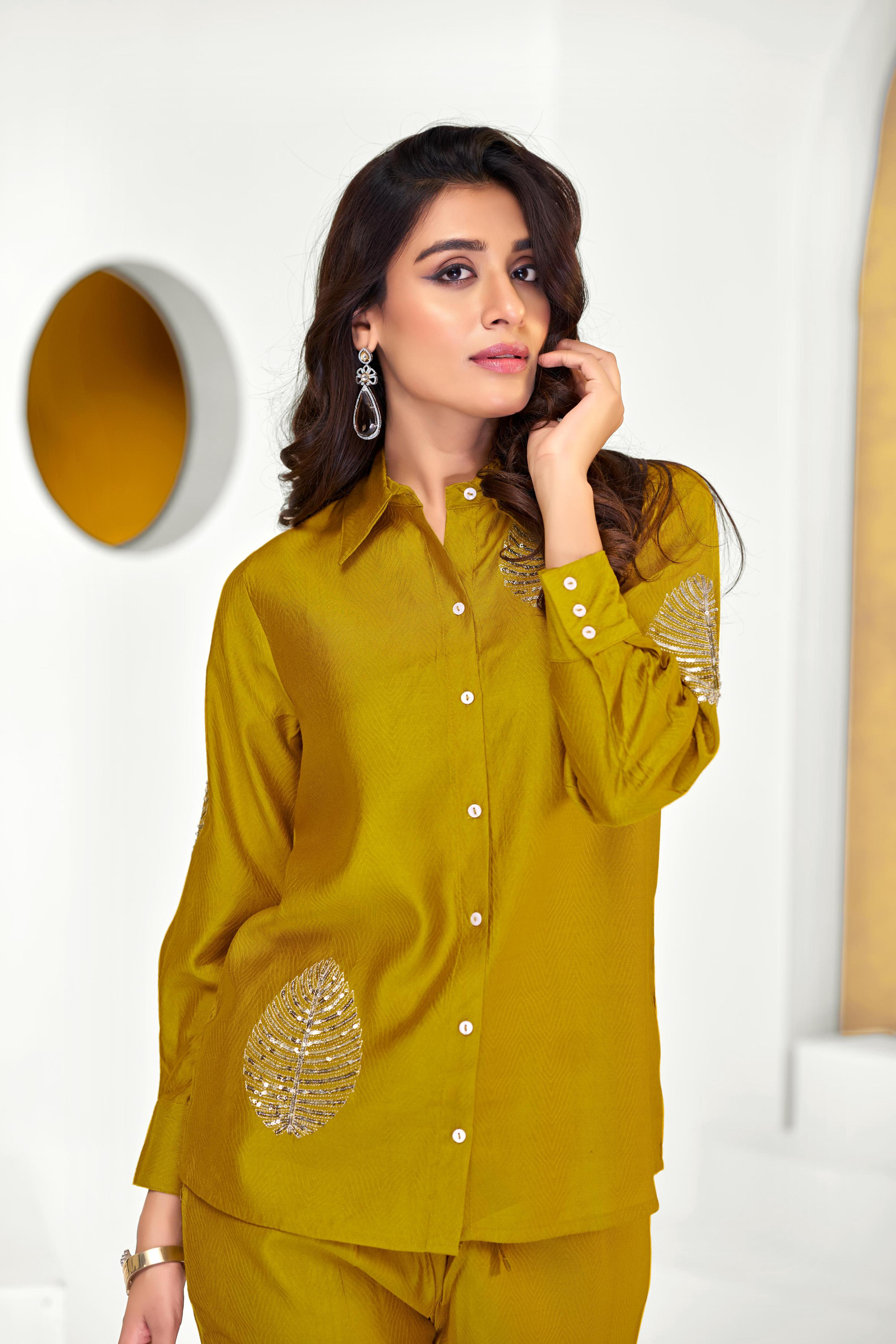 BulBul Saroj Mustard Chanderi Co-Ord Set