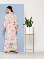 Thumbnail for Ahalyaa Women Pink Floral Printed Gotta Patti Kurta with Palazzos - Distacart