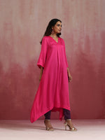 Thumbnail for trueBrowns Pink Modal Boxpleat Kurta Set - Distacart