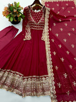 Thumbnail for Anaita Maroon Georgette Readymade Anarkali Suit with Embroidery & Sequence Work - Dista