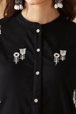 Thumbnail for BulBul Rashmika Cotton Black Kurta Set