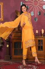Thumbnail for Teeya Creation Yellow Color Faux Georgette Silk Heavy Embroidery Work Fully Stitched Salwar Suit - Distacart