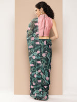 Thumbnail for Ahalyaa Floral Poly Chiffon Saree - Distacart