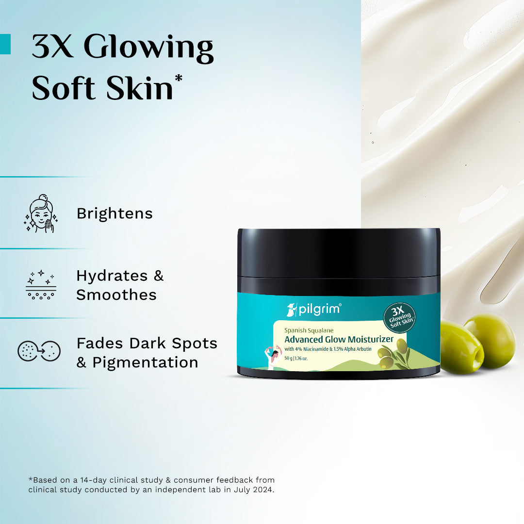 Pilgrim Glow Moisturizer Face Cream With Niacinamide & Vitamin C For Glowing Skin, Dry Skin Hydration, Non-Greasy - Distacart