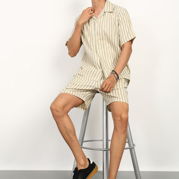 Fabmade Ivory Stripe Ease Co-Ord Set - Distacart