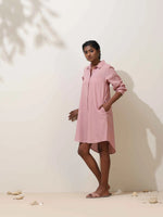Thumbnail for trueBrowns Pink Cotton Linen Dress