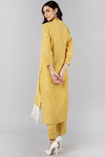 Thumbnail for Ahika Yellow Poly Silk Solid Straight Kurta Set - Distacart