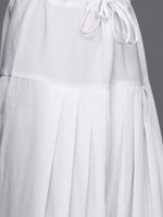 Thumbnail for Ahalyaa Women White Ethnic Motifs Embroidered Aari Work Pashmina Kurta with Salwar & With Dupatta - Distacart