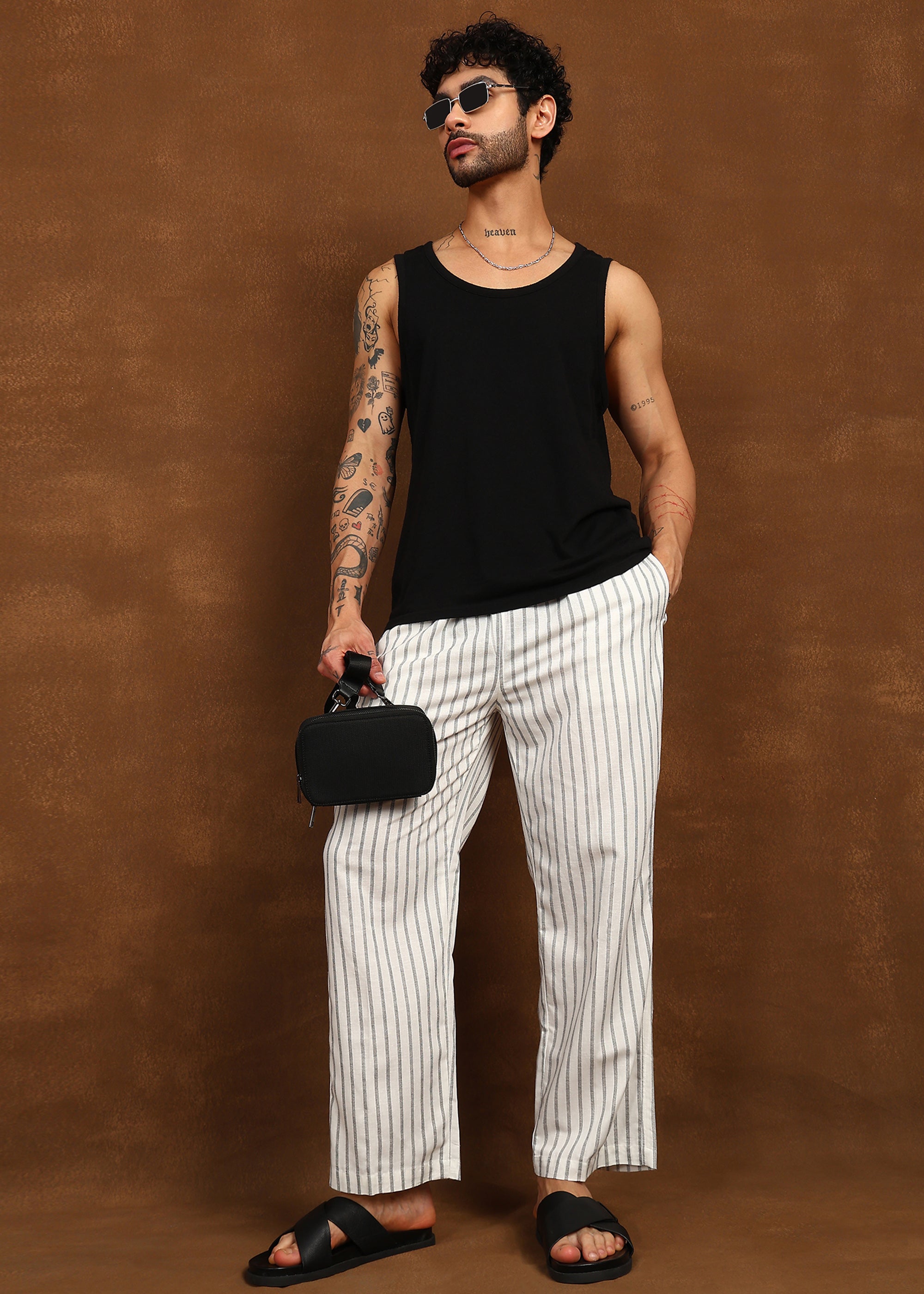 Fabmade Driftline Stripe Linen Pyjama - Distacart