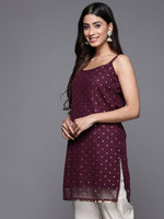 Thumbnail for Ahalyaa Geometric Printed Net Tunic With Lace Inserts - Distacart