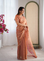 Thumbnail for Evanik Designer Heavy Fendy Satin With Beads Embroidered Work Saree With Unstitched Blouse