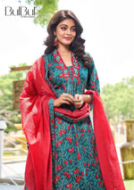 Thumbnail for BulBul Anupriya Cotton Blue Kurta Set with Dupatta