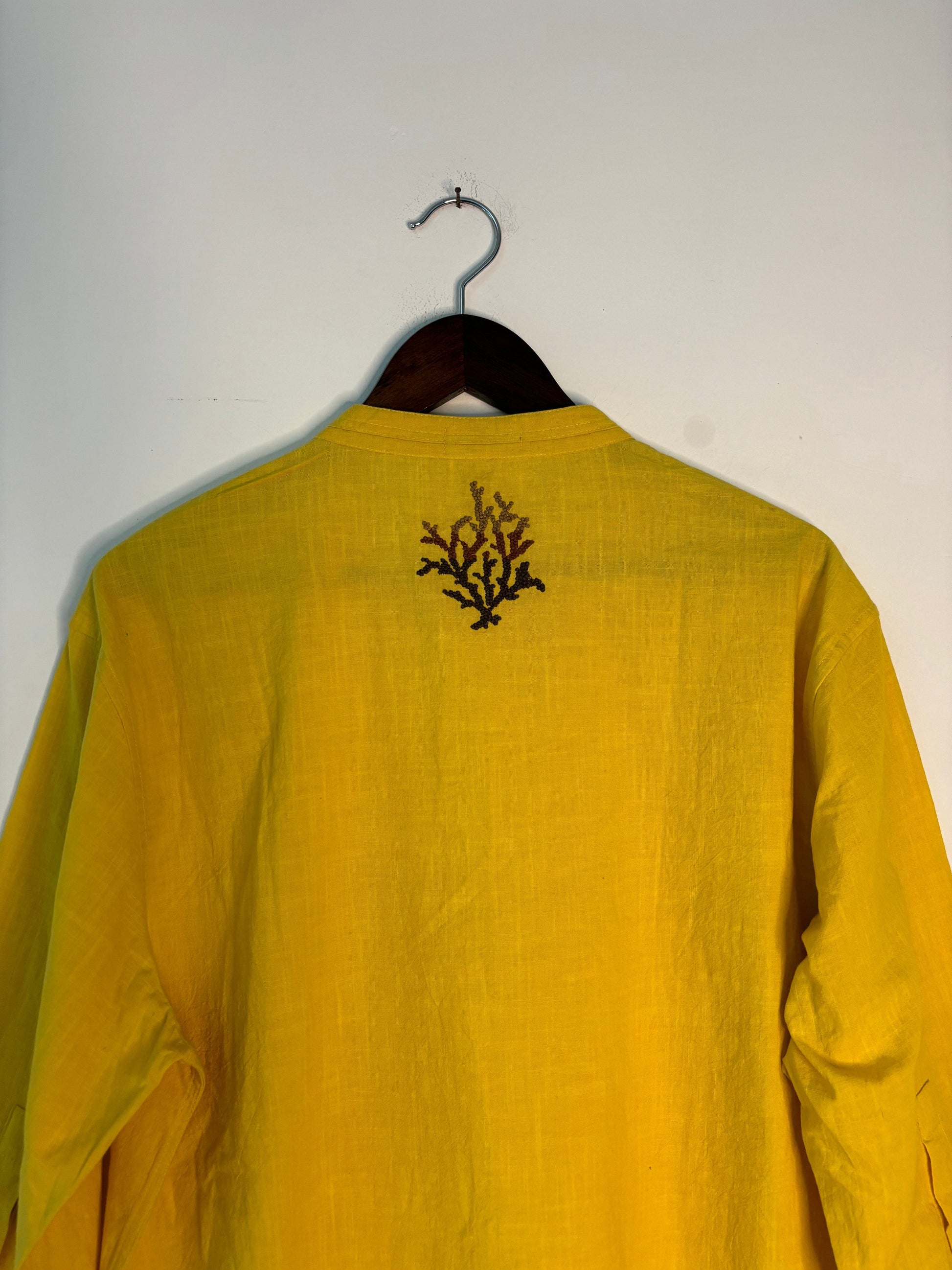 trueBrowns Yellow Slub Short Shirt - Distacart