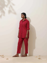Thumbnail for trueBrowns Maroon Cotton Linen Co-Ord Set