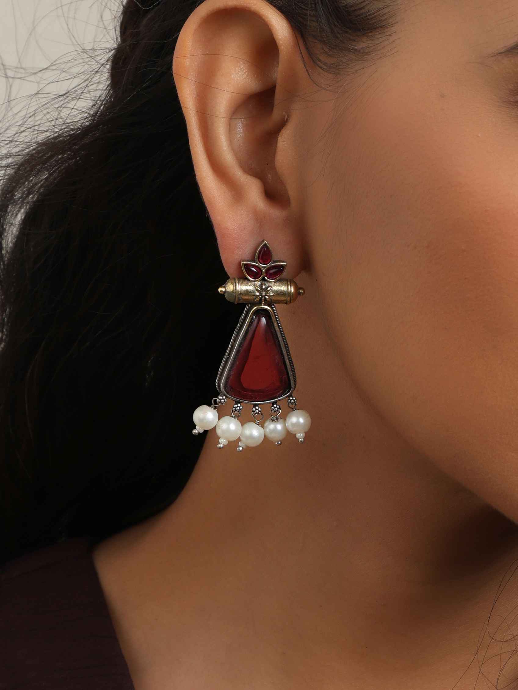 trueBrowns Silver Gold Tone Petal Dangle Earrings - Distacart