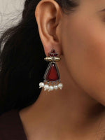 Thumbnail for trueBrowns Silver Gold Tone Petal Dangle Earrings - Distacart