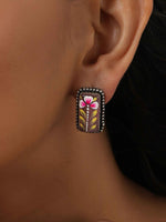 Thumbnail for trueBrowns Silver Tone Handpainted Stud Earrings - Distacart
