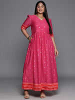 Thumbnail for Ahalyaa Plus Size V-Neck Maxi Ethnic Dress - Distacart