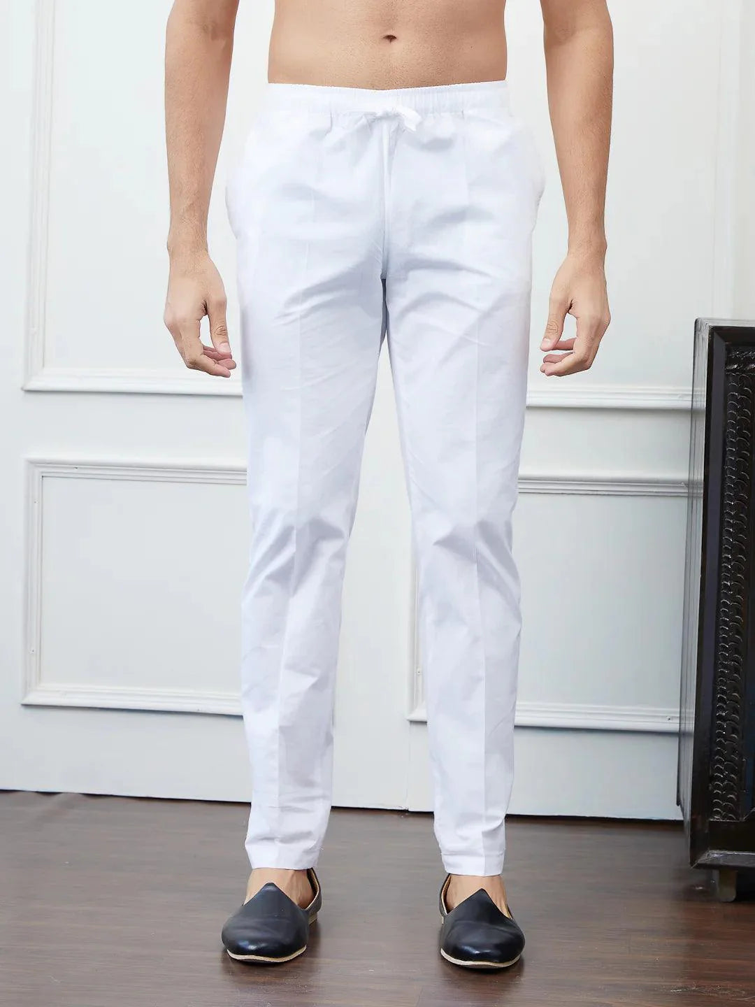 Fabmade Peach & White Printed Straight Kurta Pyjama