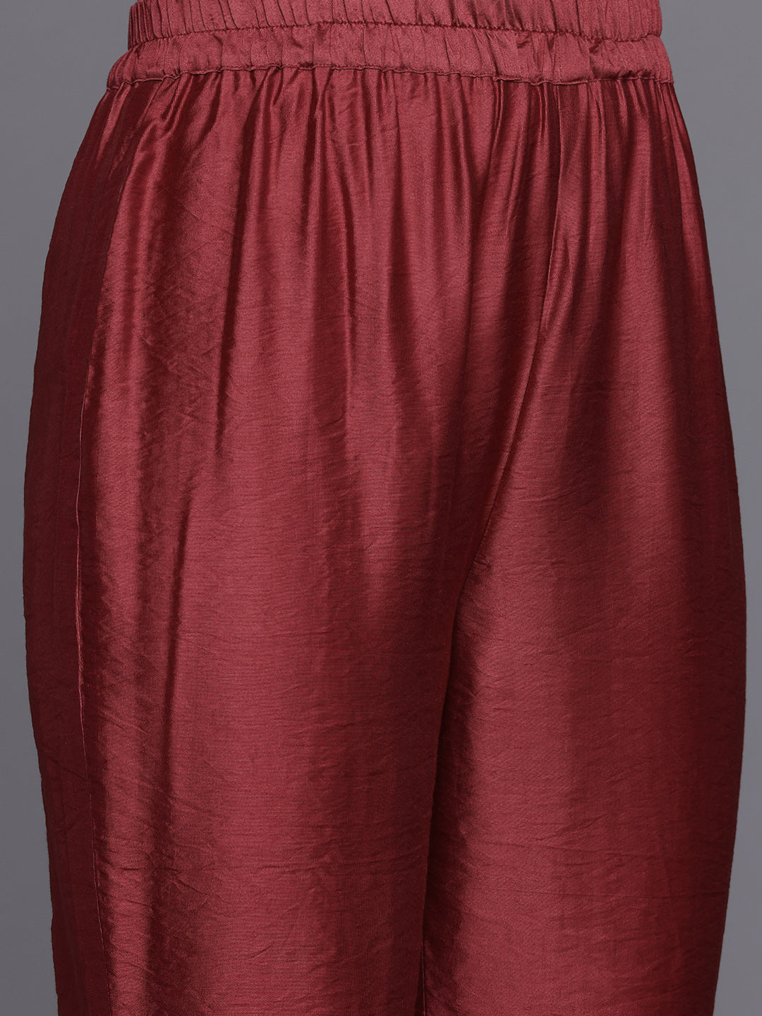 Varanga Women Maroon Floral Printed Kurta, Round Neck Straight Kurta Paired With Tonal Bottom And Printed Dupatta - Distacart
