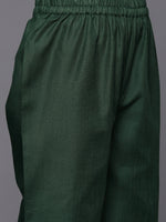 Thumbnail for Varanga Women Green Embroidered Long & Flared Sleeves Kurta With Tonal Bottom - Distacart