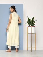 Thumbnail for Ahalyaa Women White & Yellow Checked Crepe Kurta - Distacart