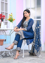 Thumbnail for Teeya Creation Blue Color Faux Georgette Silk Heavy Embroidery Work Fully Stitched Salwar Suit