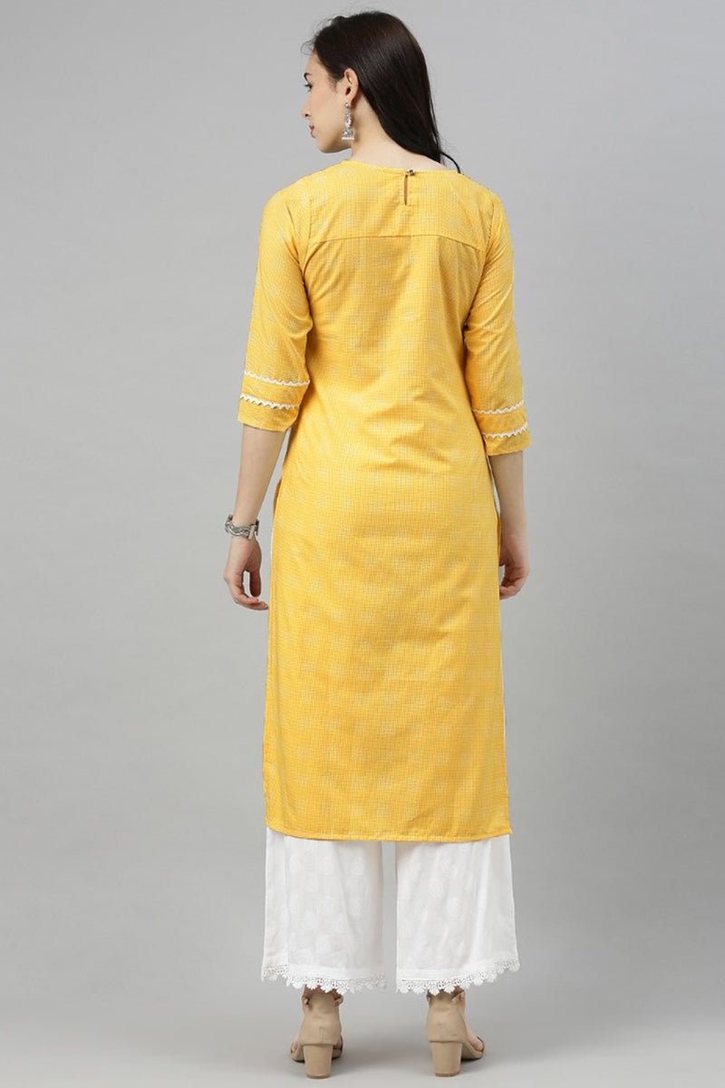 Ahika Yellow Checked Kurta - Distacart