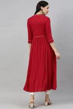 Thumbnail for Ahika Red Cotton Flared Kurta