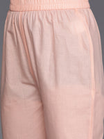 Thumbnail for Varanga Women Peach Thread And Sequins Embroidered Kurta With Tonal Bottom And Dupatta