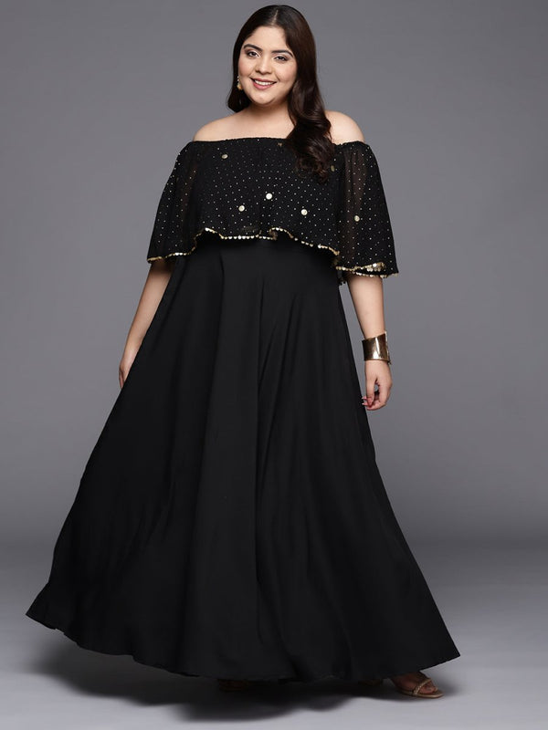 Ahalyaa Plus Size Off-Shoulder Maxi Ethnic Dress - Distacart