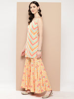 Thumbnail for Ahalyaa Women Printed Regular Gotta Patti Kurti with Sharara & With Dupatta - Distacart