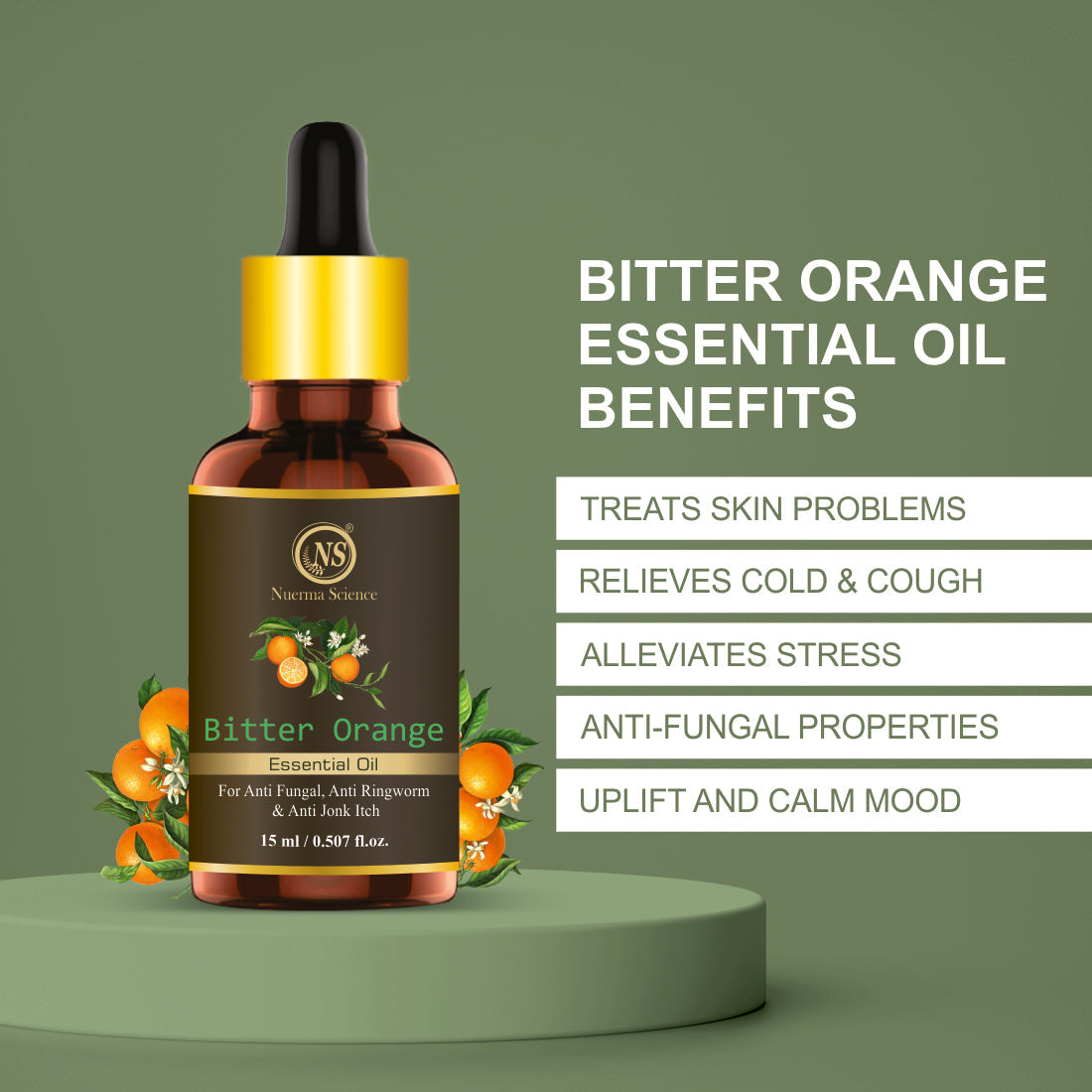 Nuerma Science Bitter Orange Essential Oil For Anti Fungal & Aromatherapy