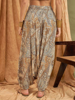 Thumbnail for InWeave Beige Paisley Flower Harem Pant