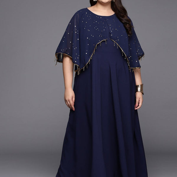 Ahalyaa Plus Size Round neck Maxi Ethnic Dress - Distacart