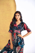 Thumbnail for BulBul Kalki Blue Chanderi Co-Ord Set
