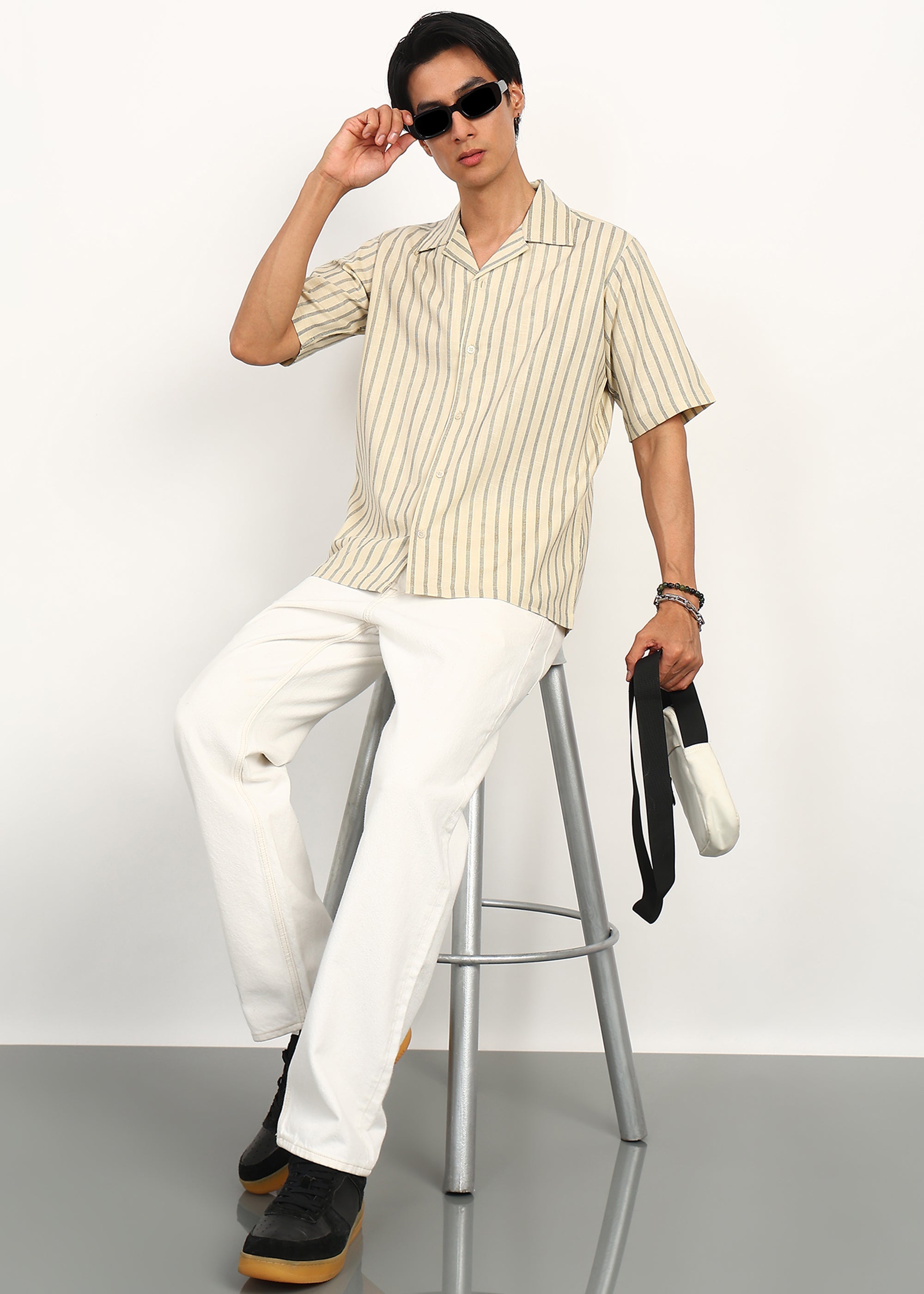 Fabmade Ivory Stripe Calm Shirt - Distacart