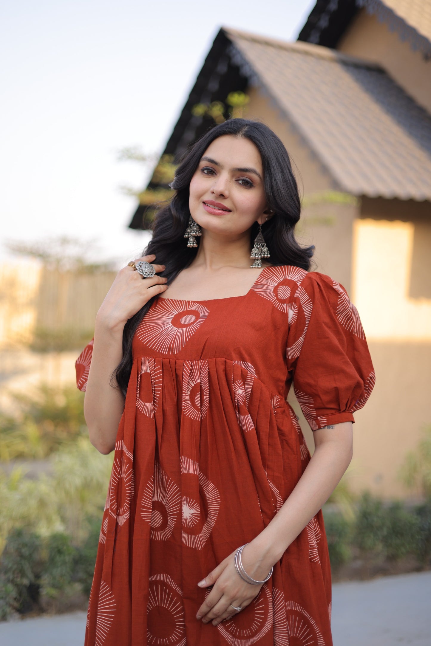 Anaita Orange Cotton Readymade Kurti with Printed Work - Dista