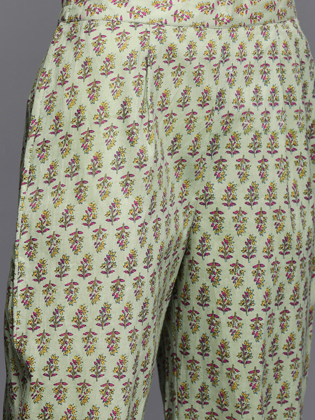 Varanga Floral Printed Embroidered Kurta With Straight Pant And Chiffon Dupatta - Distacart