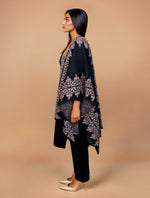 Thumbnail for trueBrowns Black Woollen Pink Jacquard Kaftan Cape