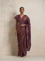 Thumbnail for trueBrowns Purple Gold Lurex Ready To Wear Saree