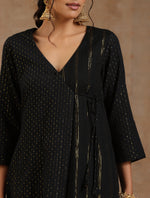 Thumbnail for trueBrowns Black Gold Cotton Angrakha Kurta Set - Distacart